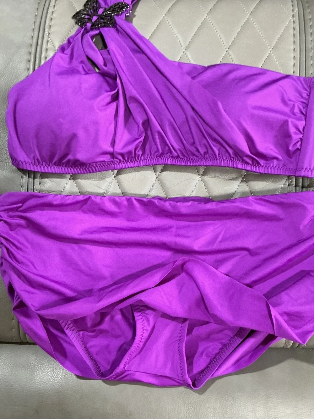 BECCA Purple One-Shoulder Bikini Set